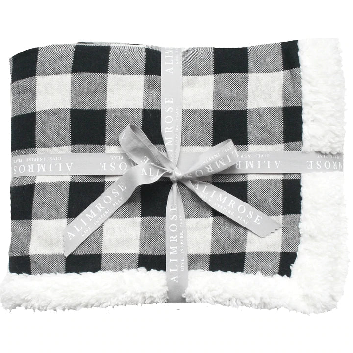 Alimrose Sherpa Baby Blanket Black Check - Marval Designs