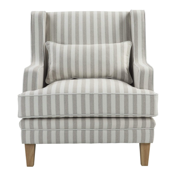 Bondi Armchair Natural Stripe/White Piping - Marval Designs
