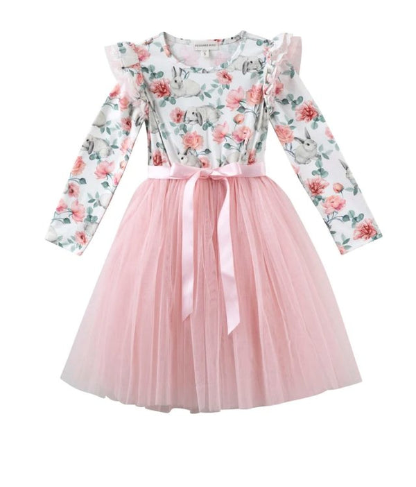 Bunny Floral L/S Tutu Dress - Marval Designs