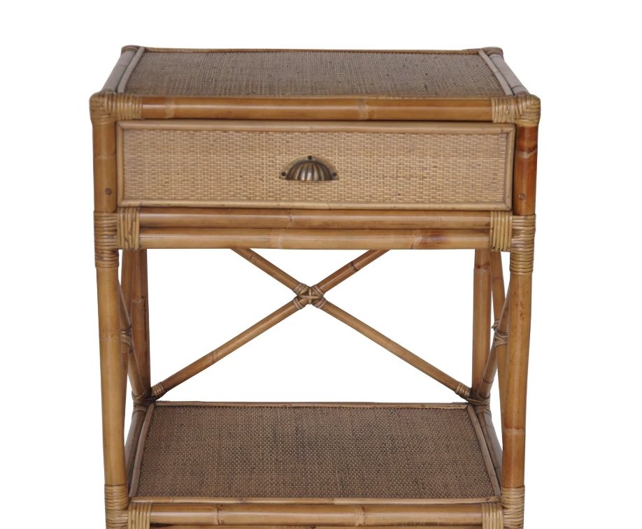 Cayman Rattan One Drawer Bedside Table - Marval Designs
