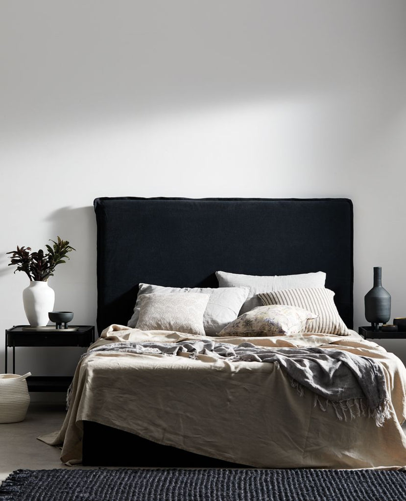 Christophe LInen Cushion Charcoal Stripe 50x50cm - Marval Designs