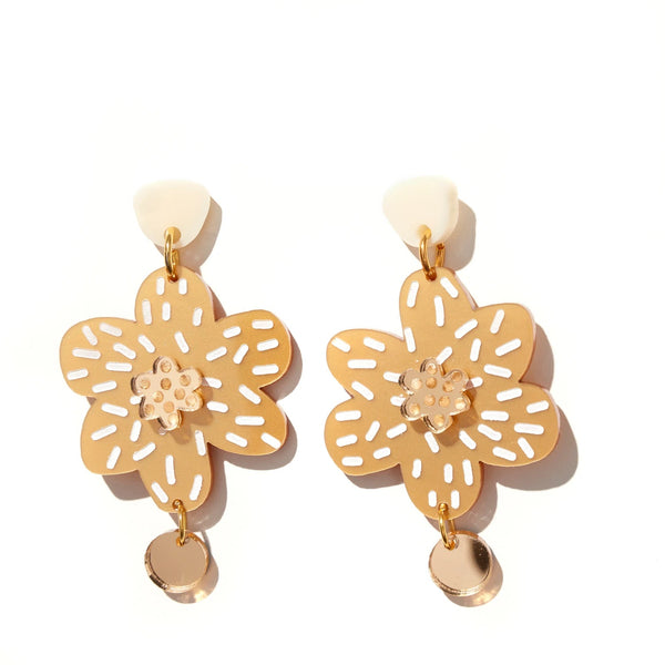 Emeldo Beth Bloom Earrings Gold - Marval Designs