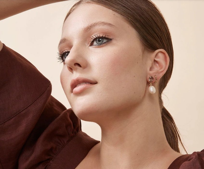 Jolie & Deen Josie Pearl Earrings-Grey - Marval Designs