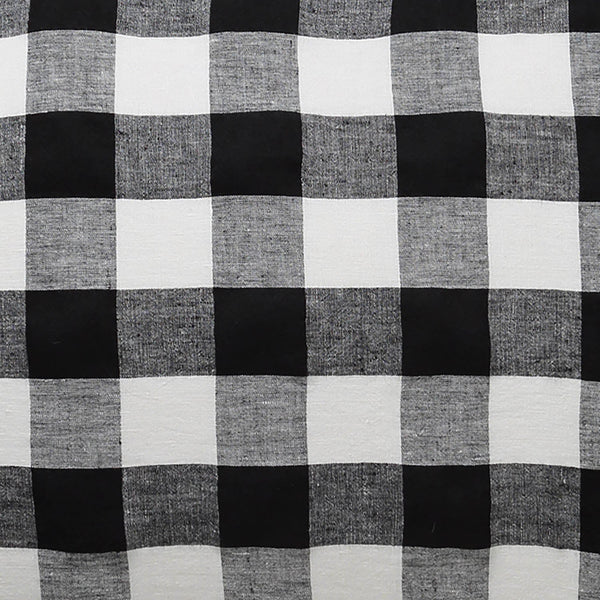 Kip & Co Black & White Gingham Linen Fitted Sheet King - Marval Designs