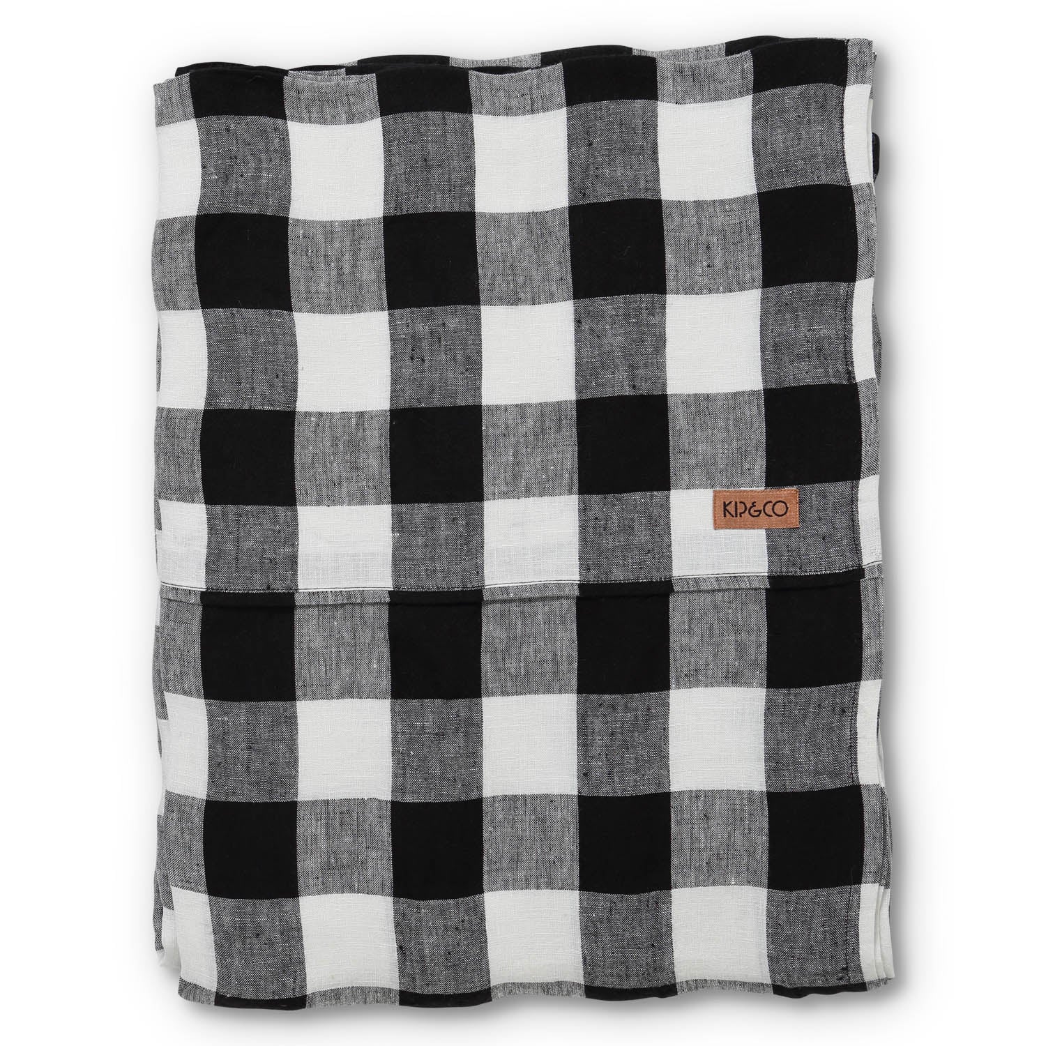 KIp & Co Black & White Gingham Linen Flat Sheet King - Marval Designs