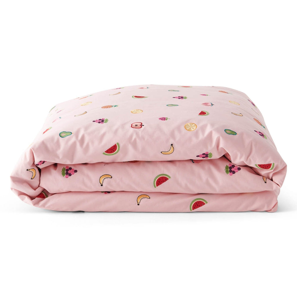 Kip & Co Eat Your Fruit Embroidered Cotton Single Quilt Cover - Marval Designs