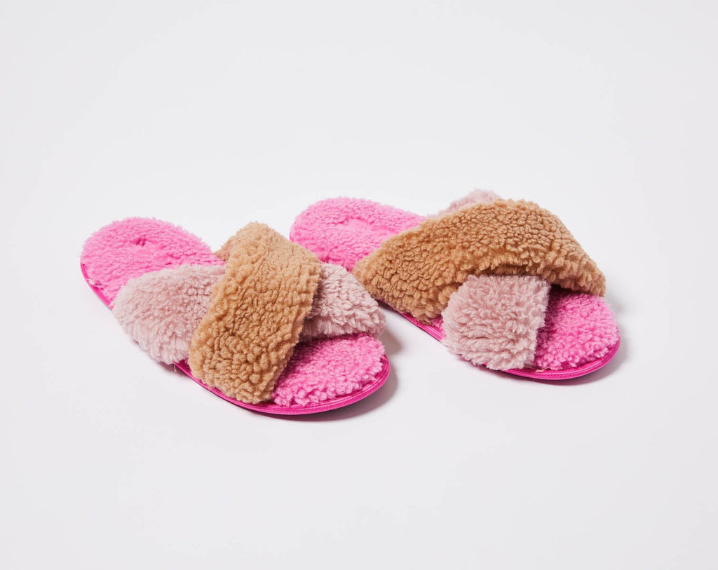 Kip & Co ROSES AND CHOCOLATE BOUCLE ADULT SLIPPERS - Marval Designs