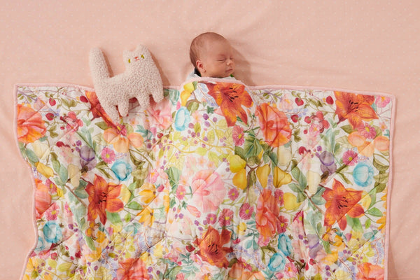 Kip & Co Teeny Weeny Cotton Fitted Cot Sheet Peach - Marval Designs